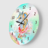 Magische Einhorn-Regenbogen-Personalisierte Wall-U Große Wanduhr (Winkel)