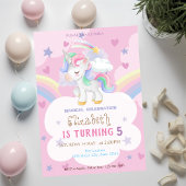 Magische Einhorn-Regenbogenstars Herzens Geburtsta Einladung