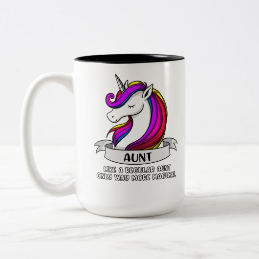 Magische Einhorn-Tante Zweifarbige Tasse (Links)