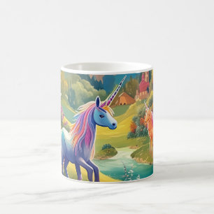 Magische Einhörner Fantasy-Landschaft Regenbogenwa Kaffeetasse