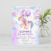 Magische Einhörner Lila Geburtstagsparty Einladung (Stehend Vorderseite)