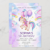 Magische Einhörner Lila Geburtstagsparty Einladung (Vorne/Hinten)