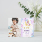 Magische Einhörner Lila Geburtstagsparty Postkarte (Stehend Vorderseite)