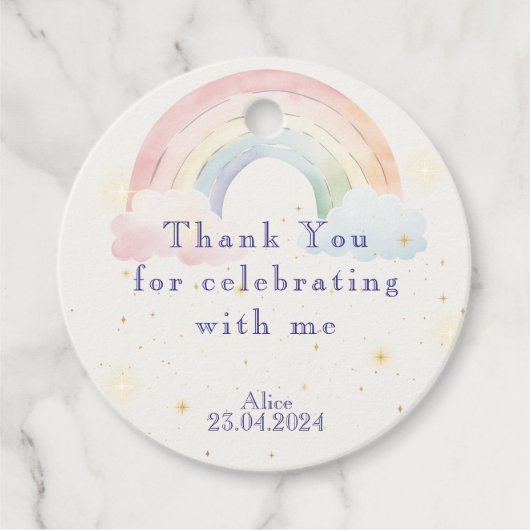 Magische Einhörner und Regenbogen Aquarellfarben G Geschenkanhänger (Vorderseite)