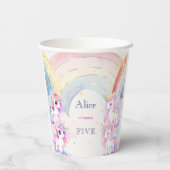 Magische Einhörner und Regenbogen Aquarellfarben G Pappbecher (Rückseite)