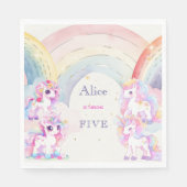 Magische Einhörner und Regenbogen Aquarellfarben G Serviette (Vorderseite)