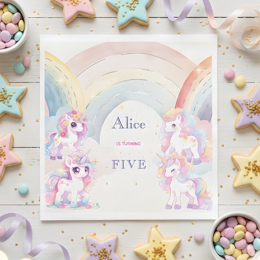 Magische Einhörner und Regenbogen Aquarellfarben G Serviette