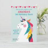 Magische Einhornfeier für Mädchen Einladung (Stehend Vorderseite)