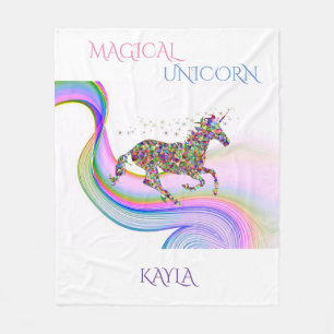 Magische Einhornflockendecke personalisiert. Fleecedecke