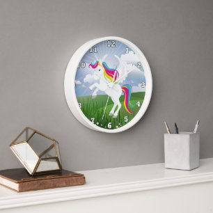 Magische Einhornmädchen-Raum-Wanduhr Wanduhr