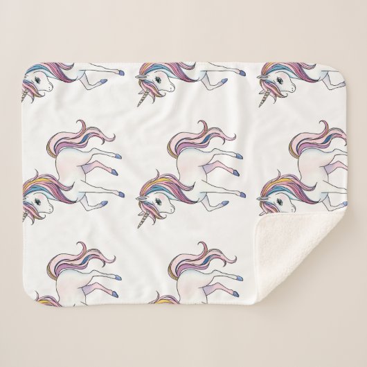 Magische Einhornträume - Whimsical Fantasy Design Sherpadecke (Vorderseite (Horizontal))