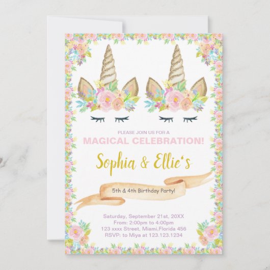 Magische Einladung für zwei Mädchen (Vorderseite)