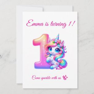 Magische Einladung zum 1. Geburtstag zum Bearbeite