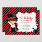 Magische Einladungen für Jungen (Rot Schwarz) (Vorne/Hinten)