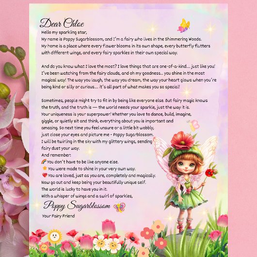 Magische Einzigartigkeit Fairy Keepake Letter für 