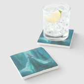 Magische Eiskönigin Winter Weihnachten Steinuntersetzer (Seitenansicht)