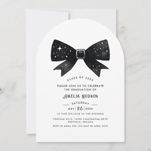 Magische Elegante Black Bow Arch Graduation Party Einladung (Vorderseite)