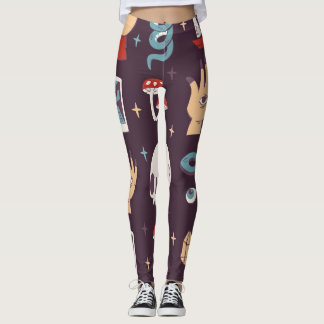 Magische Elemente: Schädel, Tarot nahtlos Leggings