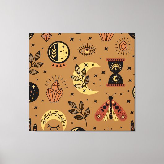 Magische Elemente: Verzaubertes, nahtloses Muster Leinwanddruck (Vorderseite)