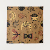 Magische Elemente: Verzaubertes, nahtloses Muster Wandteppich (Vorderseite (Horizontal))