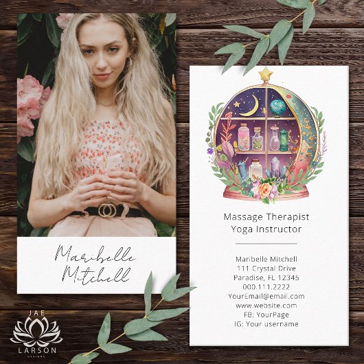 Magische Essenzielle Öle Apothecary Boho Yoga Foto Visitenkarte