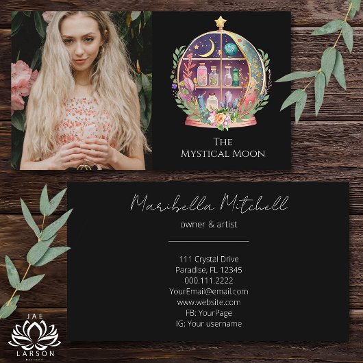 Magische Essenzielle Öle Apothecary Yoga Boho Foto Visitenkarte