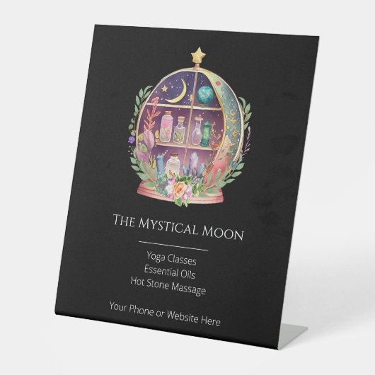 Magische Essenzielle Öle Apotheke Yoga Kristalle Sockelschild (Vorderseite)