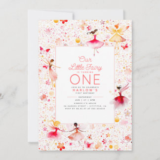 Magische Fairy Blumengarten Pink Girl's Birthday Einladung