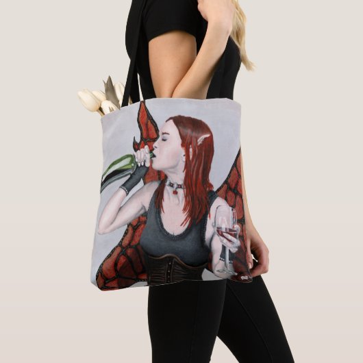 Magische Fairy Drinking Wine Fantasy Grafische Tas Tasche (Von Nahem)
