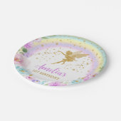 Magische Fairy Rainbow Floral Birthday Paper Plate Pappteller (Schrägansicht)