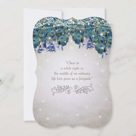 Magische Fairy Tale Lights Navy Türkis Peacock Einladung (Rückseite)
