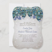 Magische Fairy Tale Lights Navy Türkis Peacock Einladung (Vorderseite)