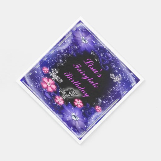 Magische Fairy und Schmetterlinge Lila Blüte Serviette (Ecke)