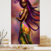 Magische Fantasie Afrikanische Frau farbiges Haar  Poster (Küche)