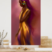 Magische Fantasie Afrikanische Frau farbiges Haar Poster (Küche)