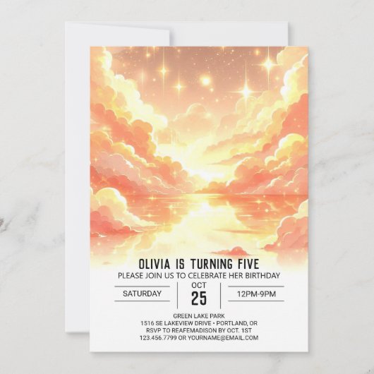 Magische Fantasie Celestial Digital Geburtstag Einladung (Vorderseite)