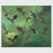 Magische Fantasie Drachenschlange Fliegengalaxie Geschenkpapier (Flach)