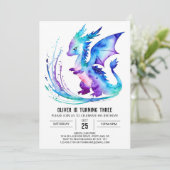 Magische Fantasie Dragon Digital Boy Geburtstag Einladung (Stehend Vorderseite)