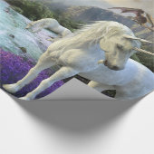 Magische Fantasie Einhorn Drachenlandschaft Geschenkpapier (Ecke)