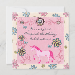 Magische Fantasie Einhorn Girl's Geburtstagseinlad Einladung