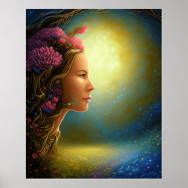 Magische Fantasie Gesicht Sonne fantastische Lands Poster