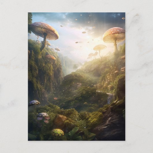 Magische Fantasie Pilz Landschaft Postkarte (Vorderseite)