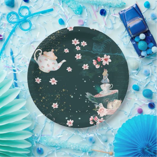 Magische Fantasy-Alice im Wunderland Collage Pappteller (Party)