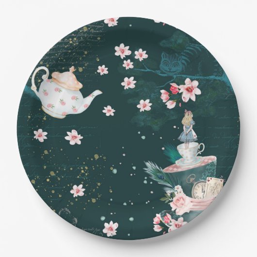 Magische Fantasy-Alice im Wunderland Collage Pappteller (Vorderseite)