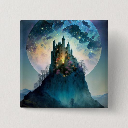 Magische Fantasy Burg Button (Vorderseite)