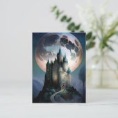 Magische Fantasy Burg Vollmond Postkarte (Stehend Vorderseite)