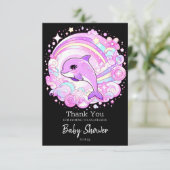 Magische Fantasy Dolphin Baby Dusche Dankeskarte (Stehend Vorderseite)