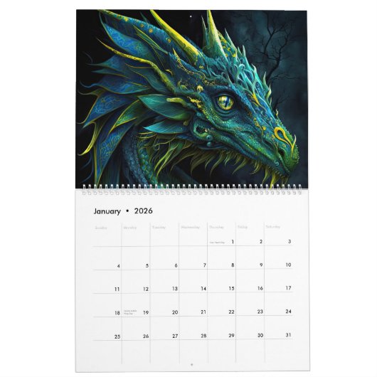 Magische Fantasy-Drachen - künstlerische Intellige Kalender (Jan 2026)