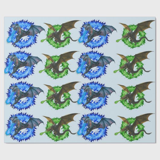 Magische Fantasy Dragon Schlangenfeuer atmen Geschenkpapier (Flach)