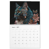 Magische Fantasy-Katzen - künstlerische Intelligen Kalender (Mär 2027)